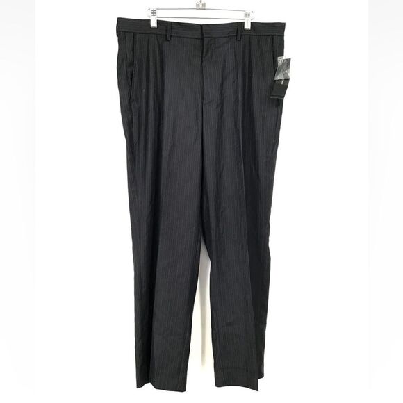 New With Tags DKNY Men's Black Striped Straight Leg Dress Pants - Size 36 - Picture 1 of 7